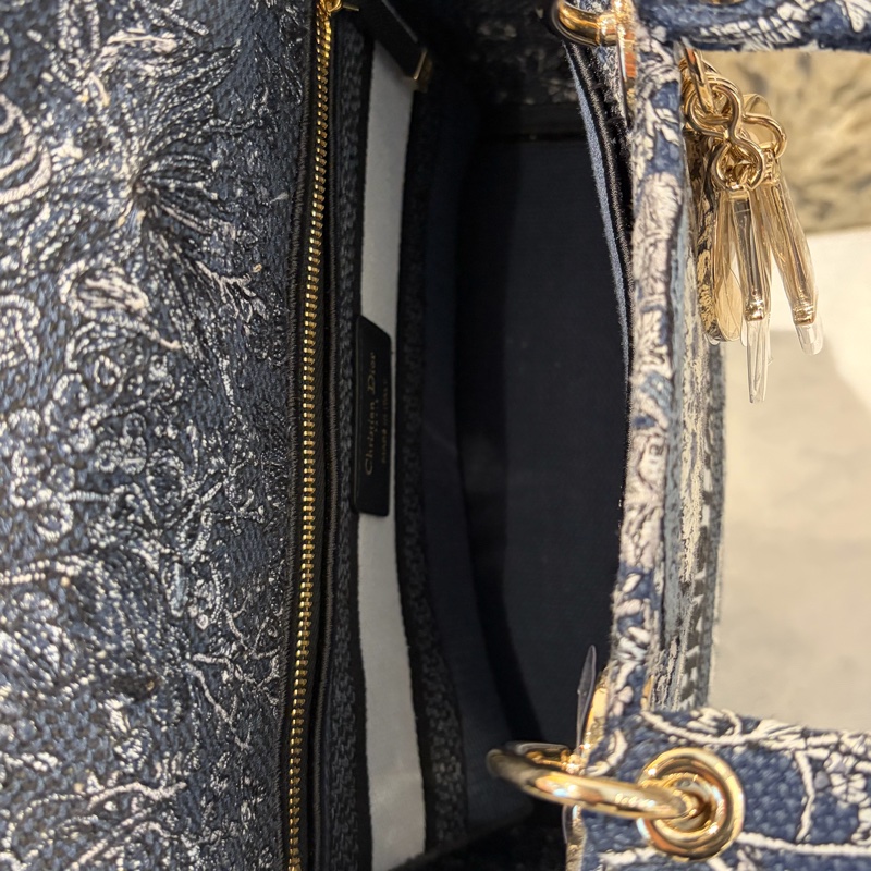 DIOR藍花朵刺繡D-Lite Lady Dior手提二用-9