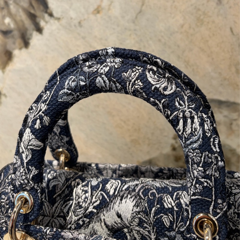 DIOR藍花朵刺繡D-Lite Lady Dior手提二用-10