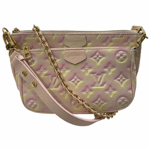 LOUIS VUITTON 路易威登 M46093 MULTI POCHETTE ACCESSOIRES 二合一麻將包 皮革 粉色 金釦