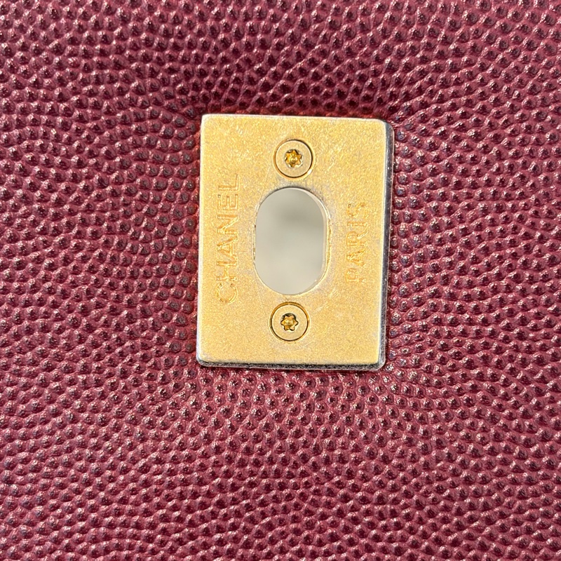 Chanel酒紅荔枝蜥蜴皮把霧金 COCO HANDLE-28-15