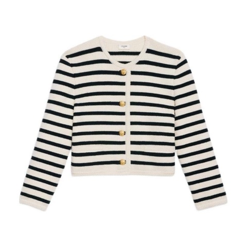 Celine 女士 羊毛條紋針織開衫XS S M