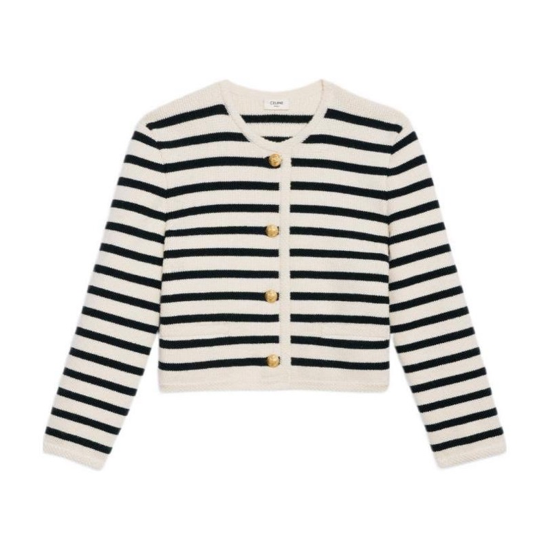 Celine 女士 羊毛條紋針織開衫XS S M-5