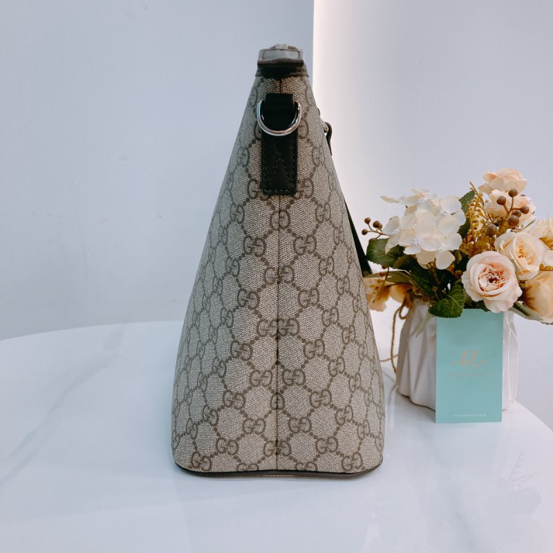 MS0573 Gucci 古馳 兩用 多用途 托特包 大手提包 經典老花紋 帆布 棕色 銀扣 2 Way Tote Shoulder Bag Canvas Brown x PHW-2