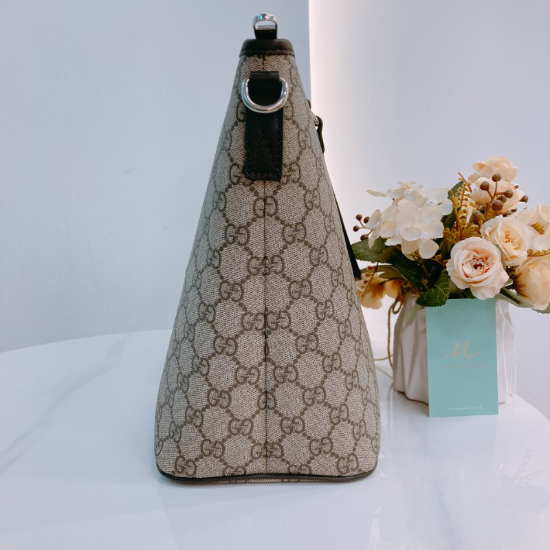 MS0573 Gucci 古馳 兩用 多用途 托特包 大手提包 經典老花紋 帆布 棕色 銀扣 2 Way Tote Shoulder Bag Canvas Brown x PHW-3