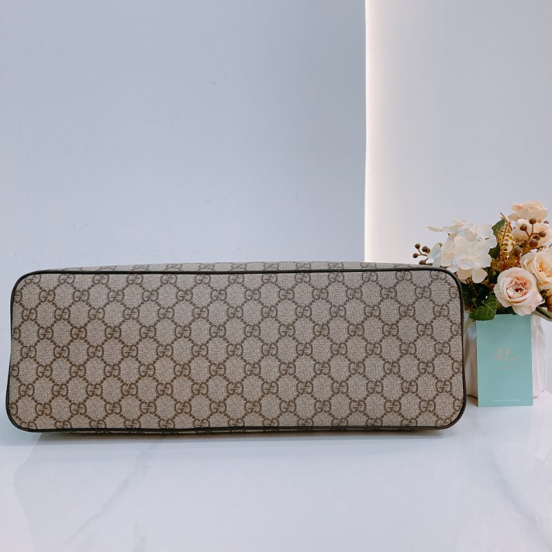 MS0573 Gucci 古馳 兩用 多用途 托特包 大手提包 經典老花紋 帆布 棕色 銀扣 2 Way Tote Shoulder Bag Canvas Brown x PHW-4