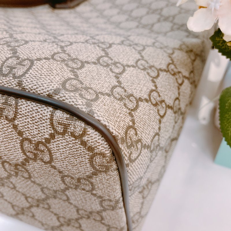 MS0573 Gucci 古馳 兩用 多用途 托特包 大手提包 經典老花紋 帆布 棕色 銀扣 2 Way Tote Shoulder Bag Canvas Brown x PHW-7