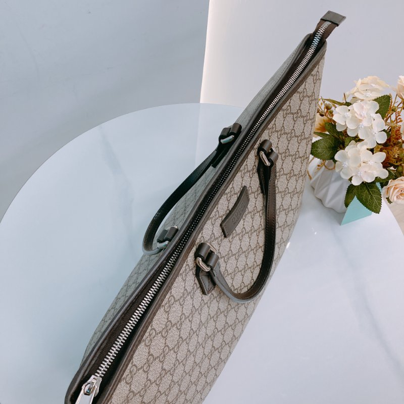 MS0573 Gucci 古馳 兩用 多用途 托特包 大手提包 經典老花紋 帆布 棕色 銀扣 2 Way Tote Shoulder Bag Canvas Brown x PHW-9