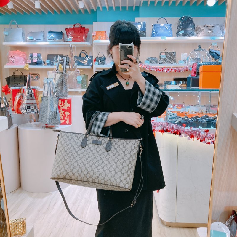 MS0573 Gucci 古馳 兩用 多用途 托特包 大手提包 經典老花紋 帆布 棕色 銀扣 2 Way Tote Shoulder Bag Canvas Brown x PHW-20