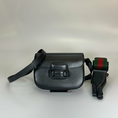 GUCCI SOBLACK 1955全皮馬銜迷你斜背包