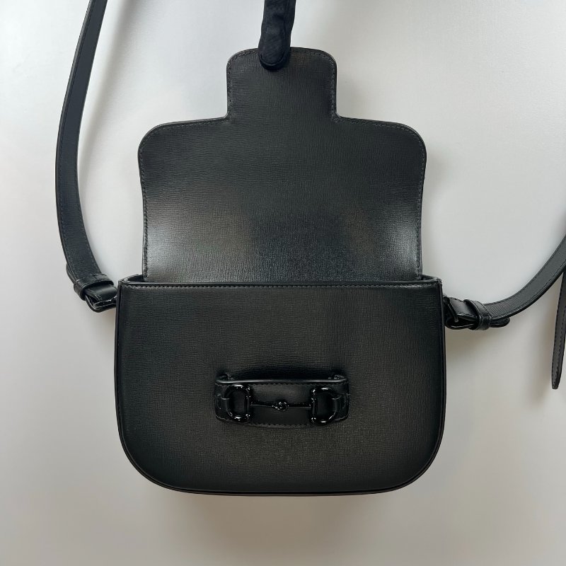 GUCCI SOBLACK 1955全皮馬銜迷你斜背包-5