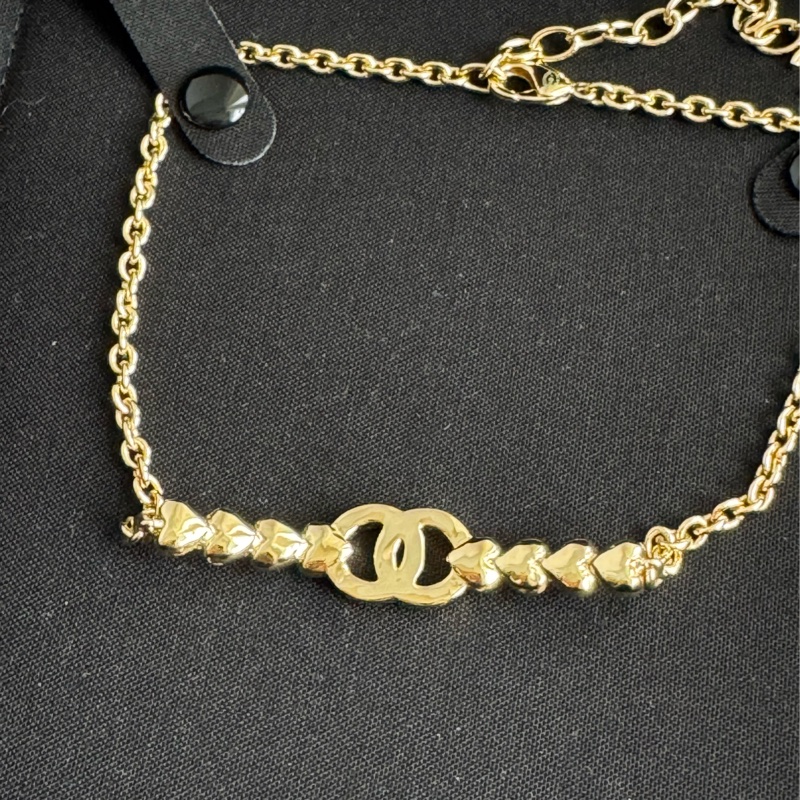 chanel淡金雙c小鑽愛心項鏈 極美❤️‍🔥❤️‍🔥-1