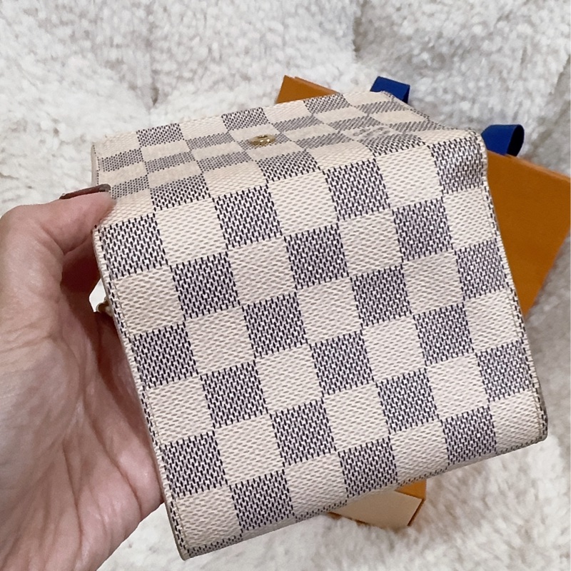 Lv 棋盤粉短夾(保存良好)(內裡櫻花粉色)-26