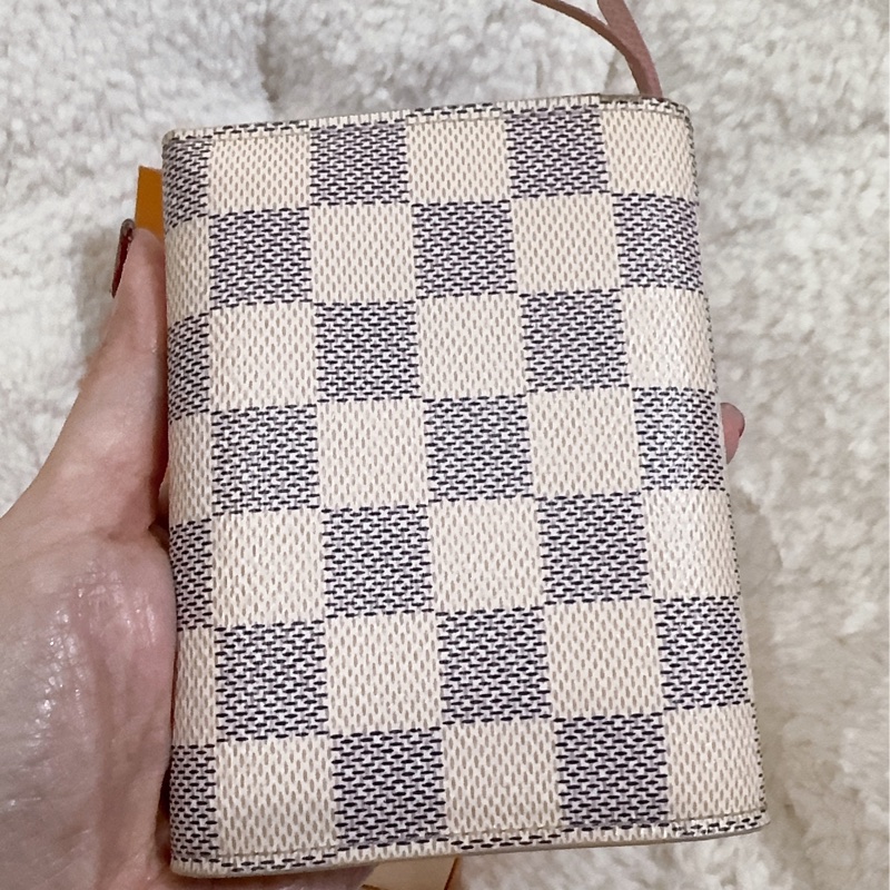 Lv 棋盤粉短夾(保存良好)(內裡櫻花粉色)-38