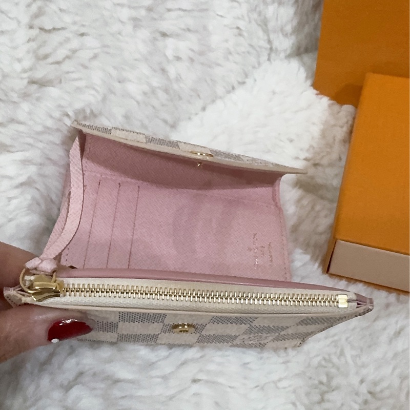 Lv 棋盤粉短夾(保存良好)(內裡櫻花粉色)-51