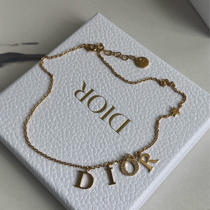 Dior金色字母帶鑽項鏈 氣質😻😻-3