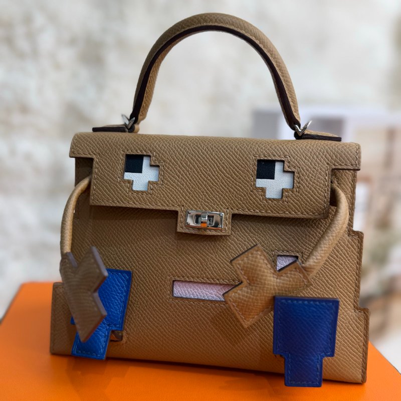 Hermès Kelly Doll 餅乾色馬賽克 Epsom 銀扣-5