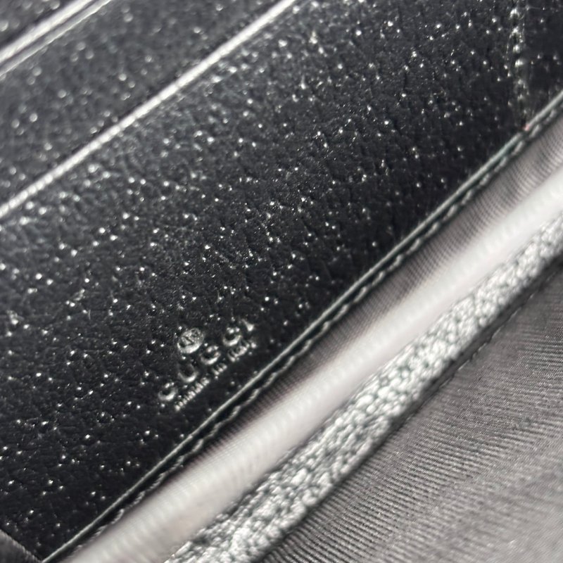 ::GUCCI:: 523154 黑色皮革紅綠織帶ㄇ型拉鍊長夾-19