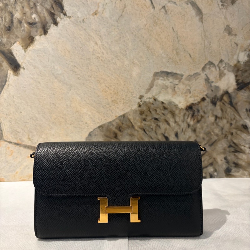 Hermes 黑EPSON牛皮金釦 Constance To Go-1