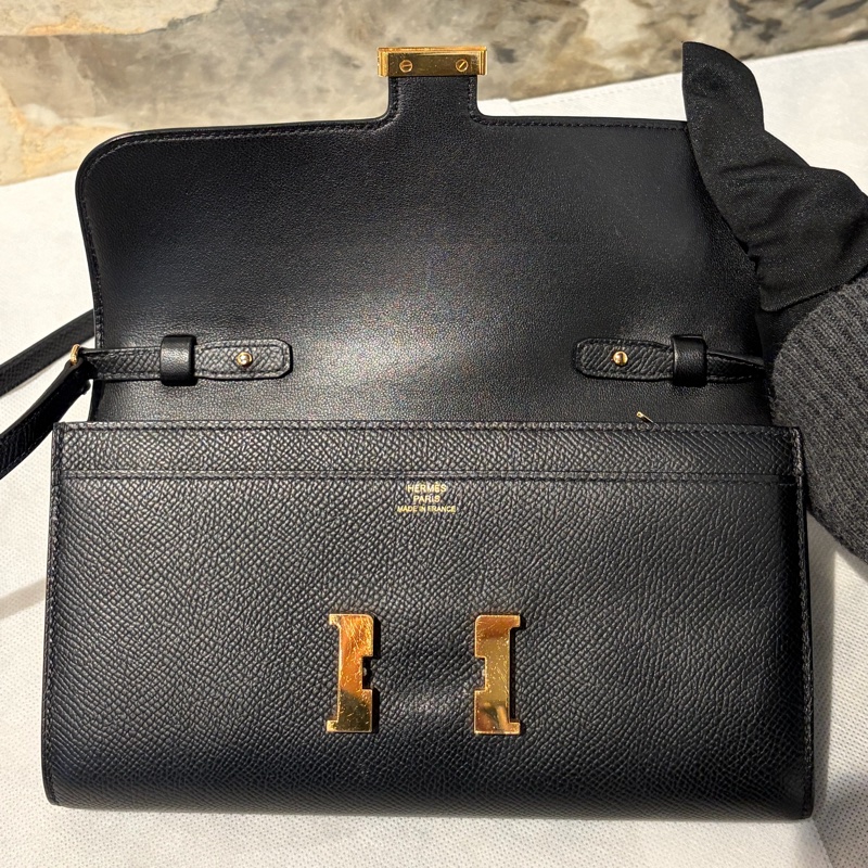 Hermes 黑EPSON牛皮金釦 Constance To Go-8