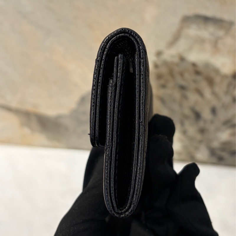 Chanel黑荔枝皮水鑽LOGO卡包-5