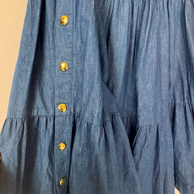 Guuci丹寧測金釦寬褲 42號-2