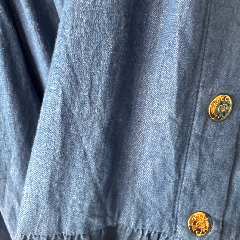 Guuci丹寧測金釦寬褲 42號-3
