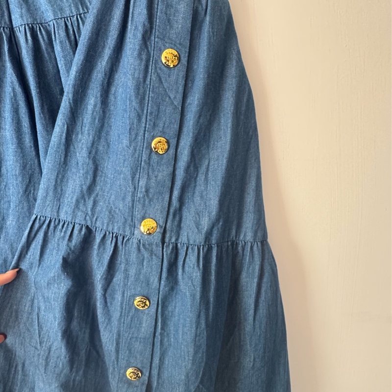 Guuci丹寧測金釦寬褲 42號-4