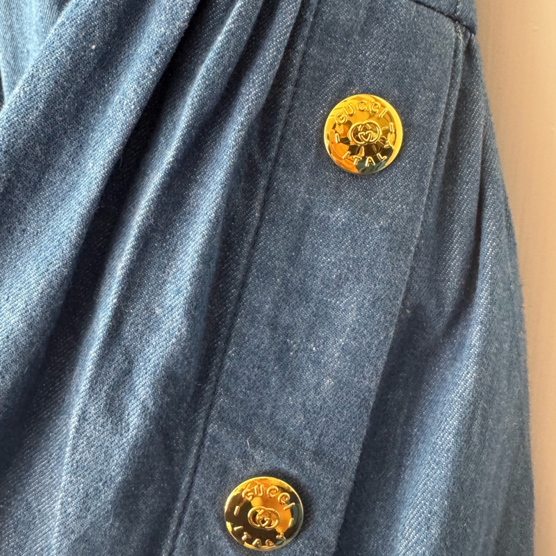 Guuci丹寧測金釦寬褲 42號-5