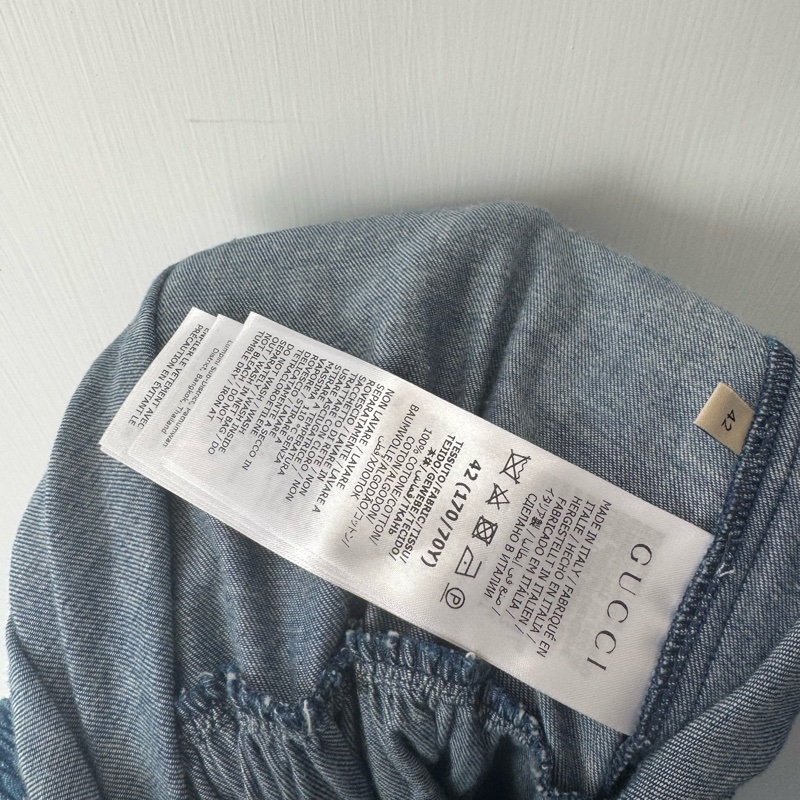 Guuci丹寧測金釦寬褲 42號-7