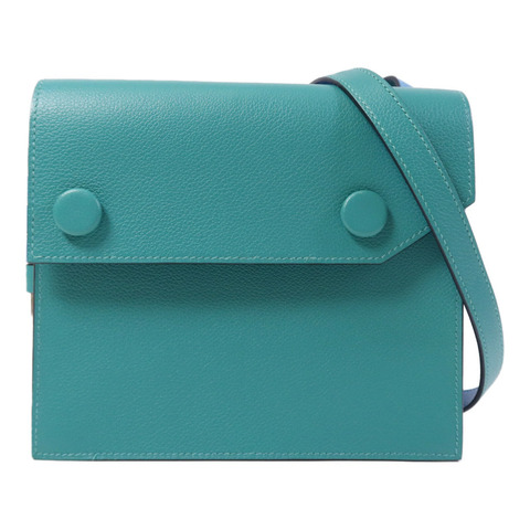 HERMES Evercolor皮革Twins銀扣肩背袋Rose Azalee/Menthe