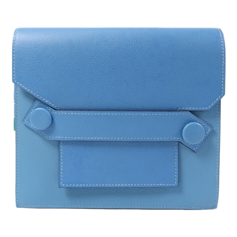 HERMES Evercolor皮革Twins銀扣肩背袋Rose Azalee/Menthe-1