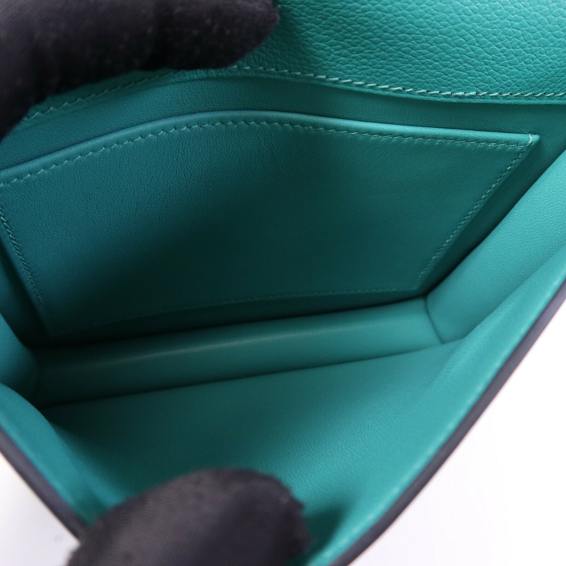 HERMES Evercolor皮革Twins銀扣肩背袋Rose Azalee/Menthe-5