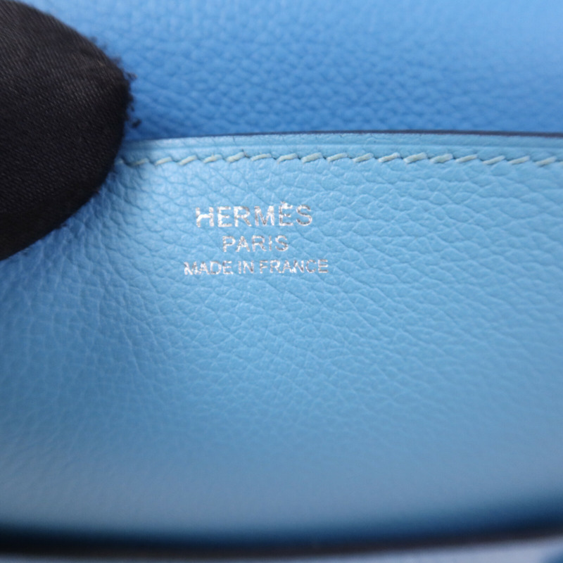 HERMES Evercolor皮革Twins銀扣肩背袋Rose Azalee/Menthe-6
