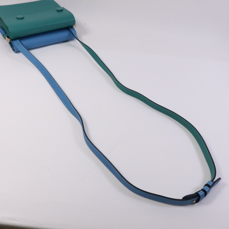 HERMES Evercolor皮革Twins銀扣肩背袋Rose Azalee/Menthe-10