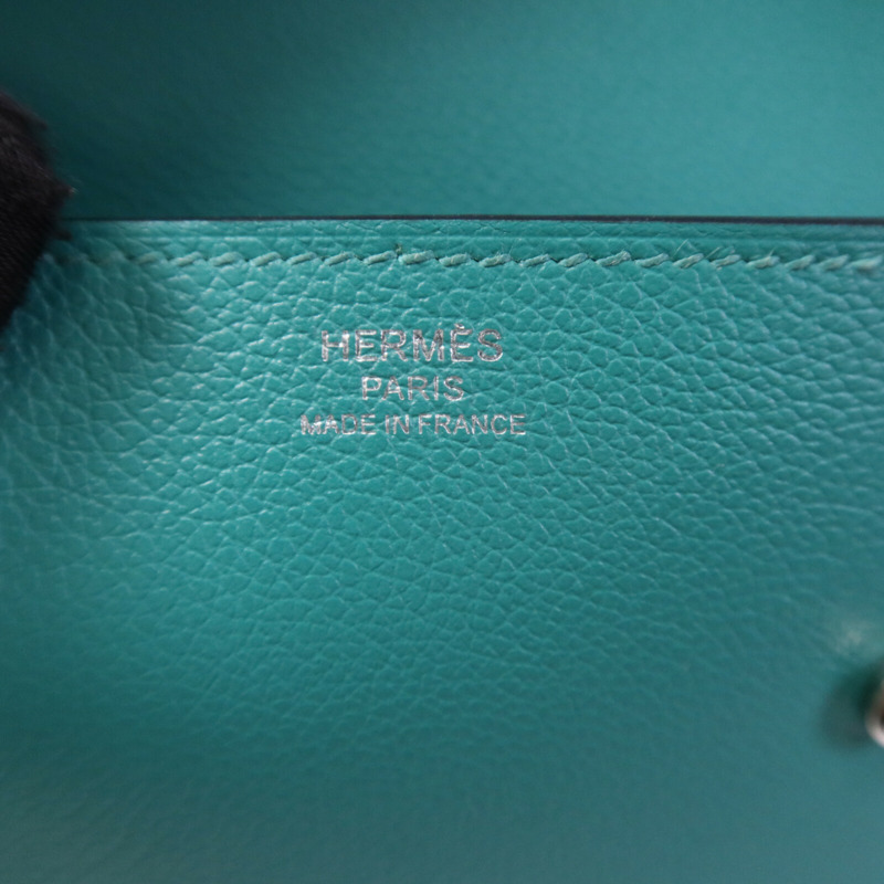HERMES Evercolor皮革Twins銀扣肩背袋Rose Azalee/Menthe-15