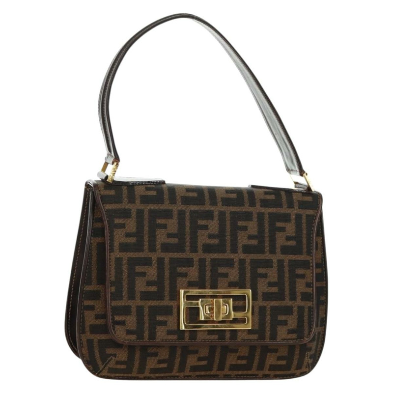 【日本直送】FENDI Zucca帆布手提包 黑色棕色 正品 171018V-0