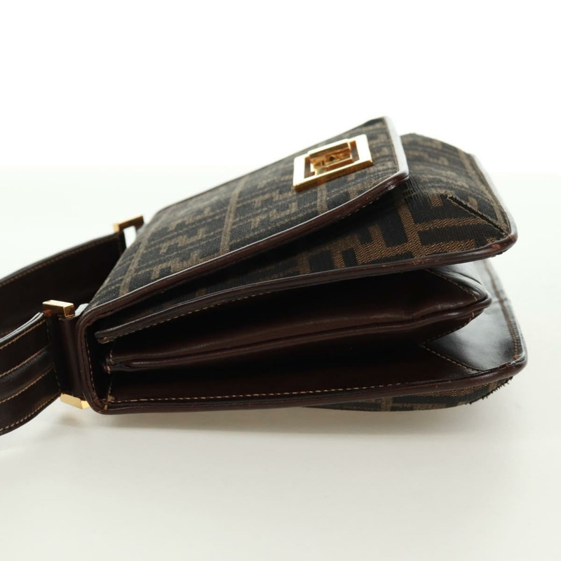 【日本直送】FENDI Zucca帆布手提包 黑色棕色 正品 171018V-2