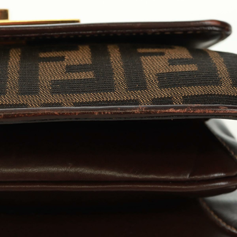 【日本直送】FENDI Zucca帆布手提包 黑色棕色 正品 171018V-5