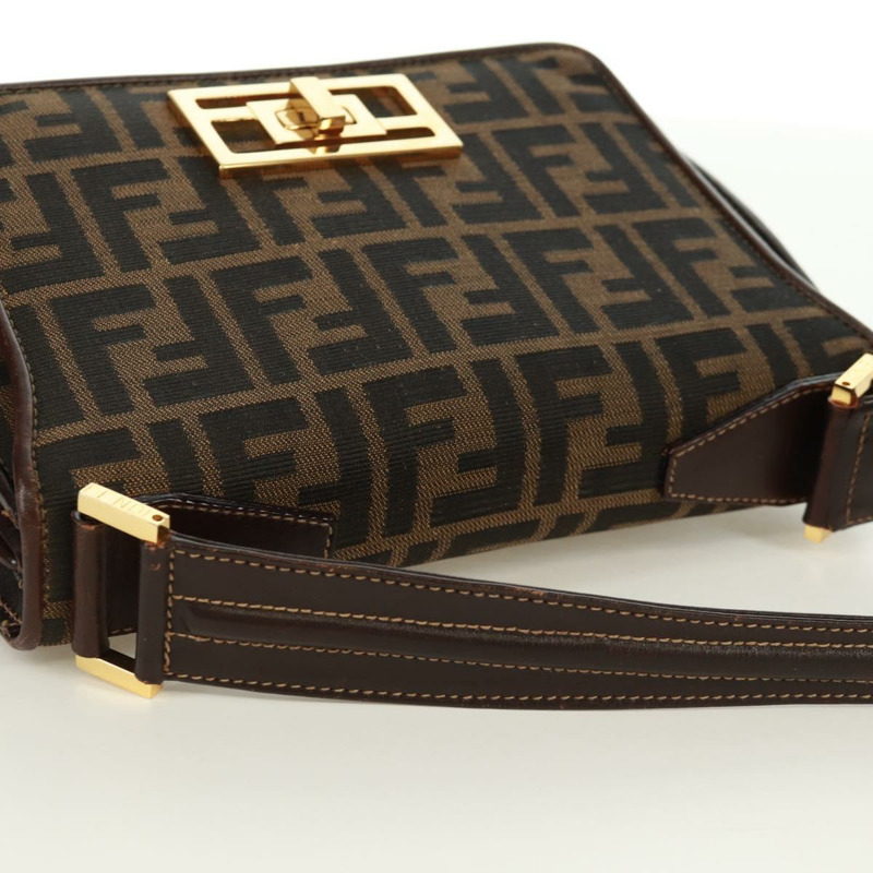 【日本直送】FENDI Zucca帆布手提包 黑色棕色 正品 171018V-6