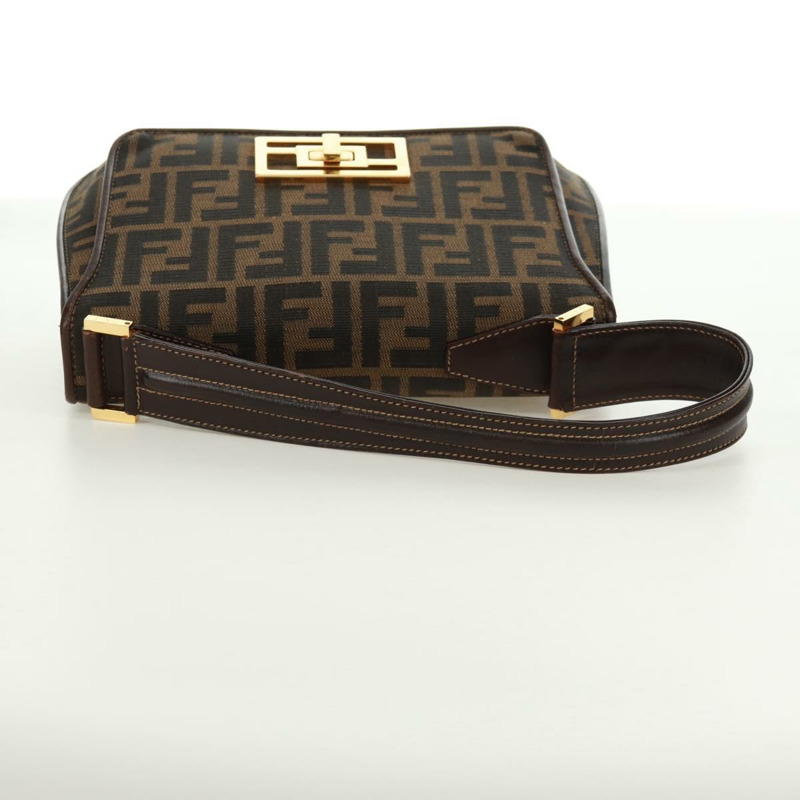 【日本直送】FENDI Zucca帆布手提包 黑色棕色 正品 171018V-7