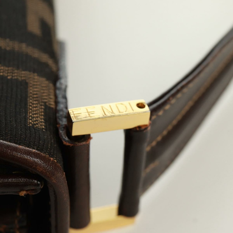 【日本直送】FENDI Zucca帆布手提包 黑色棕色 正品 171018V-8