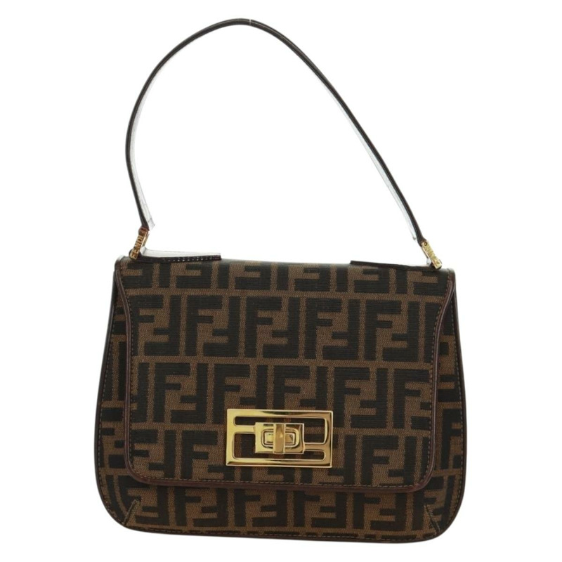 【日本直送】FENDI Zucca帆布手提包 黑色棕色 正品 171018V-12