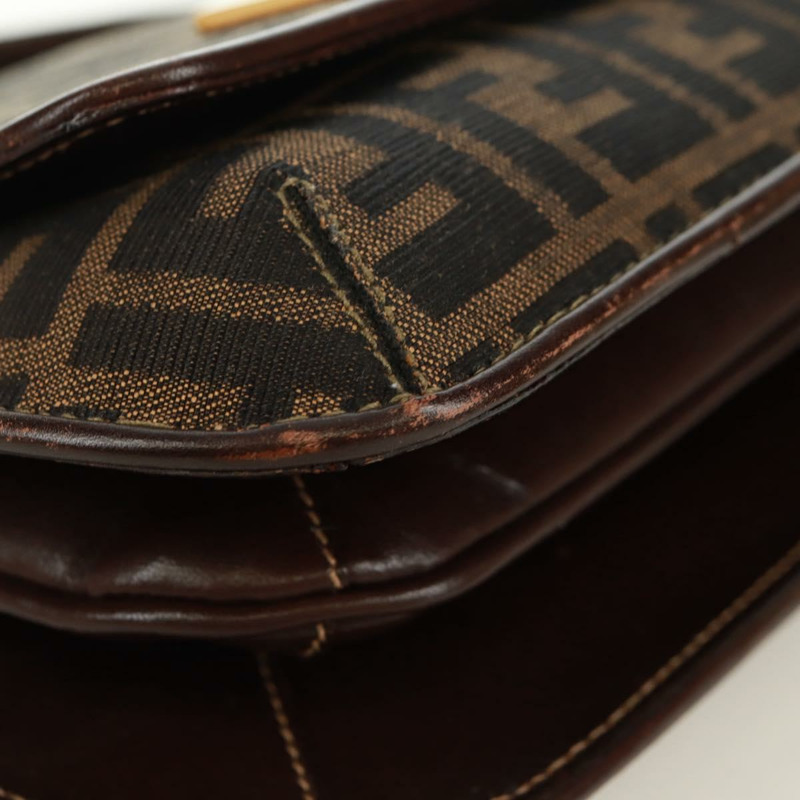 【日本直送】FENDI Zucca帆布手提包 黑色棕色 正品 171018V-14