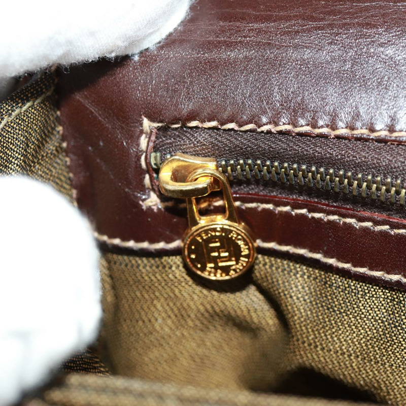 【日本直送】FENDI Zucca帆布手提包 黑色棕色 正品 171018V-22