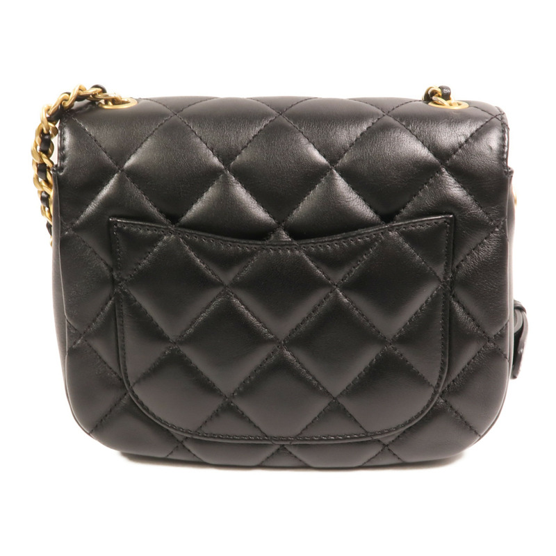 CHANEL 牛皮皮革Chain Shoulder金扣鏈帶肩背袋-1