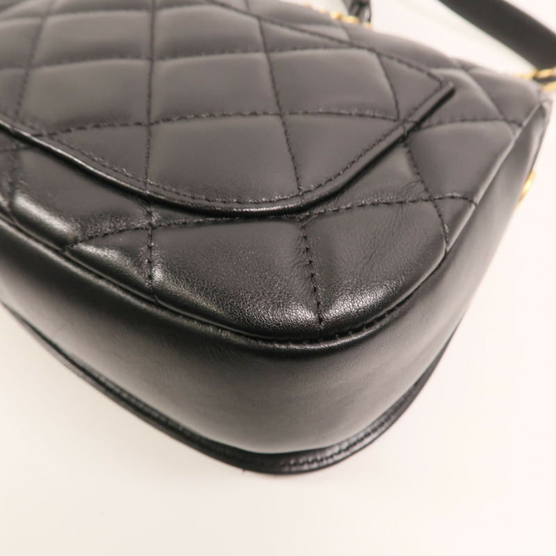 CHANEL 牛皮皮革Chain Shoulder金扣鏈帶肩背袋-14