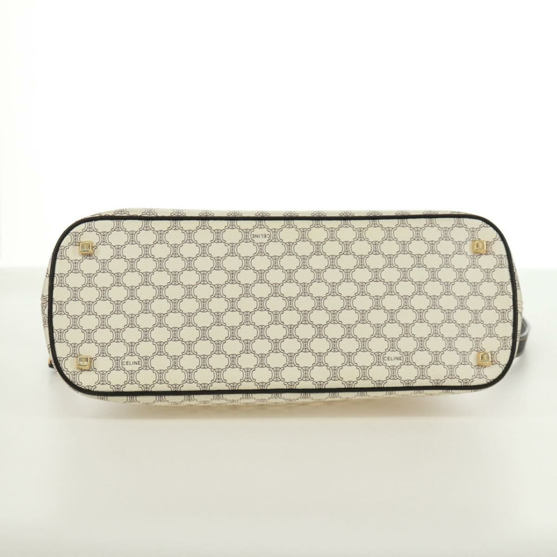 【日本直送】CELINE Macadam帆布手提包 PVC皮革 2way 白色金色 Auth 171966A-4