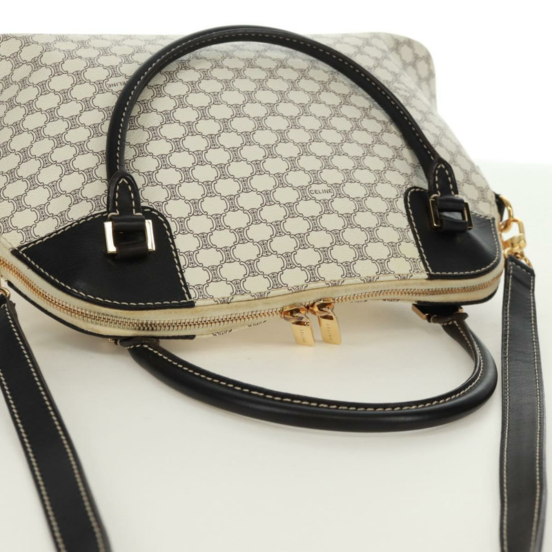 【日本直送】CELINE Macadam帆布手提包 PVC皮革 2way 白色金色 Auth 171966A-5