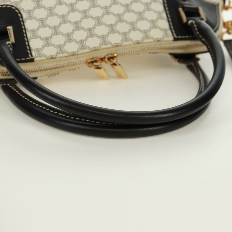 【日本直送】CELINE Macadam帆布手提包 PVC皮革 2way 白色金色 Auth 171966A-6