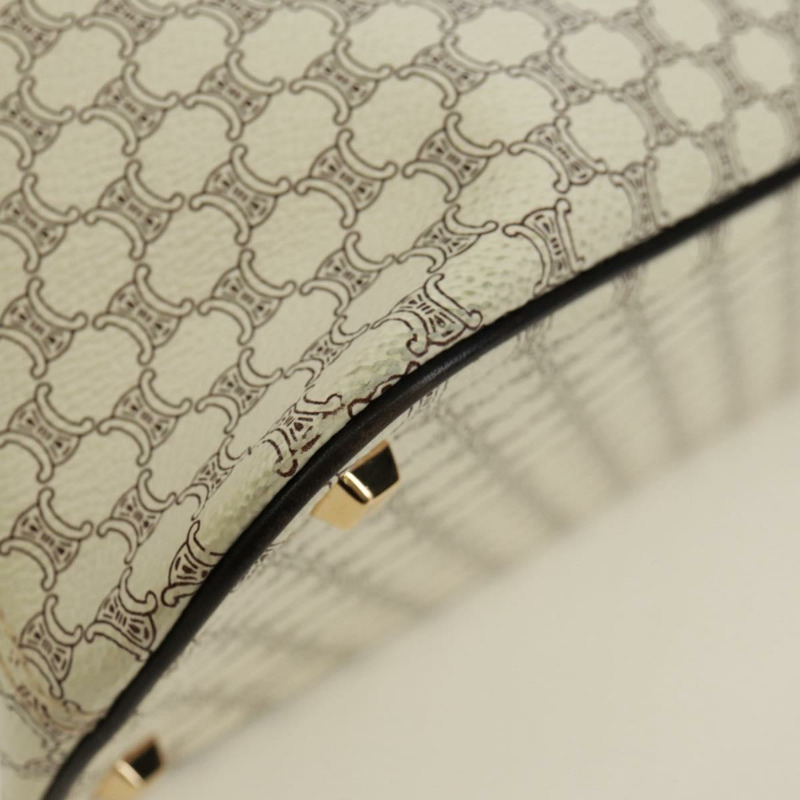 【日本直送】CELINE Macadam帆布手提包 PVC皮革 2way 白色金色 Auth 171966A-15